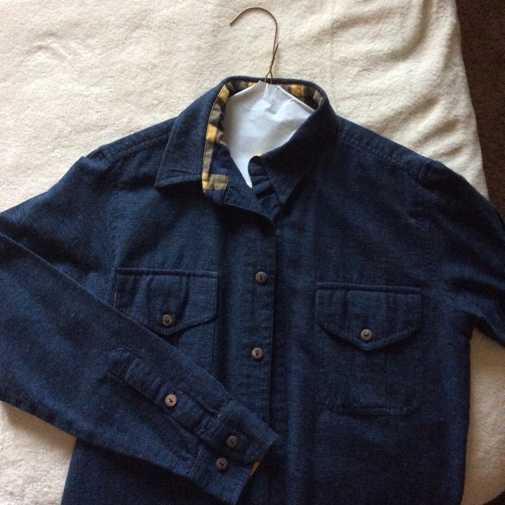 Casual button-down with plaid accents